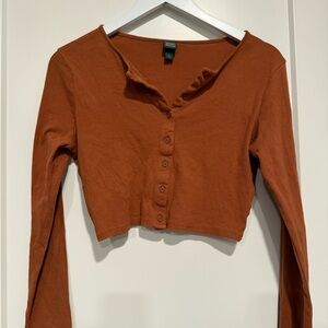Wild Fable Burnt Orange Long Sleeve Cropped Top